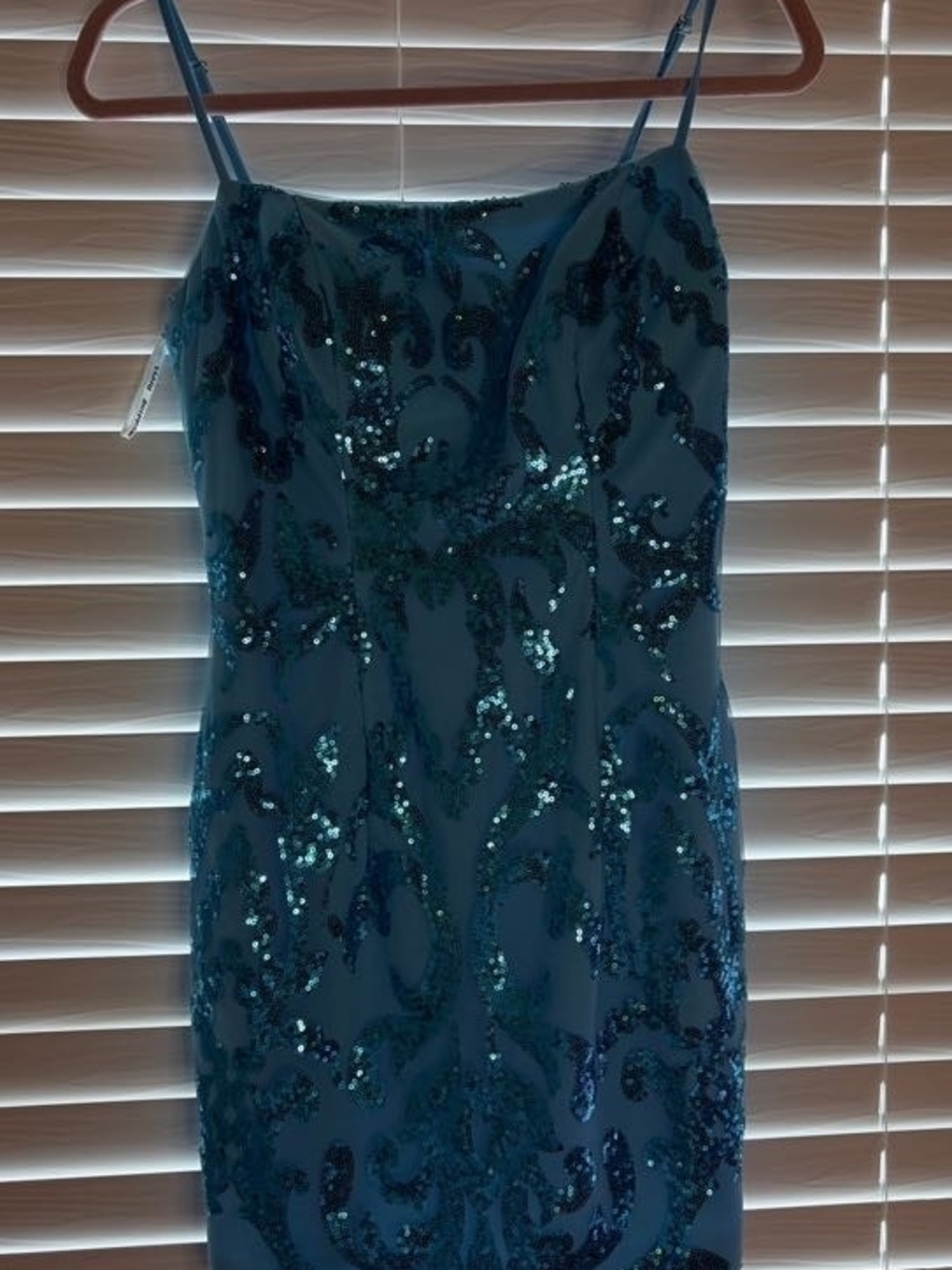 Sparkling Teal Sequin Slip Dress
